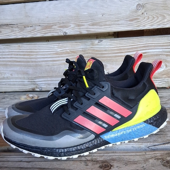 adidas Men's Black with Coral & Yellow UltraBoost All Terrain Athletic Shoes - Picture 2 of 15